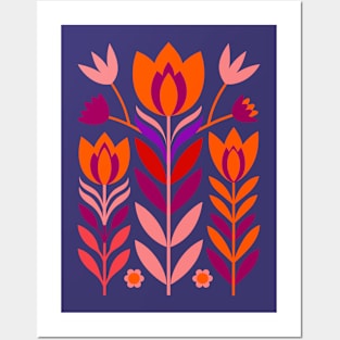 Red Tulips Minimalist Boho Style Tulip Flower Posters and Art